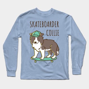 Skateboarder Collie Long Sleeve T-Shirt